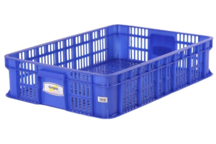 CONTAINER BOX INDUSTRI PLASTIK 28 LITER KIRAPAC 7252 LBG (LUBANG), WARNA BIRU, MERAH, KUNING, UKURAN 61,3 x 42,9 x 13,5 cm | RAJA PLASTIK GROSIR