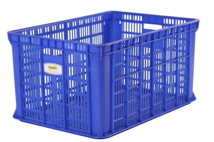 KERANJANG INDUSTRI PLASTIK SERBAGUNA 75 LITER KIRAPAC 7208 LUBANG, WARNA BIRU & HIJAU, UKURAN 60,7 x 42,9 x 37,4 CM | RAJA PLASTIK GROSIR