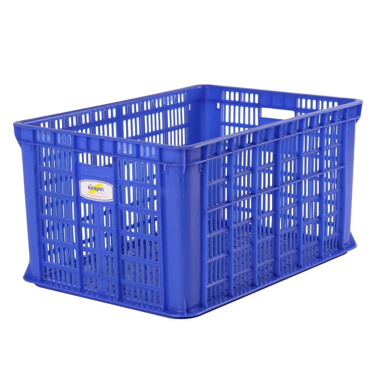 KERANJANG INDUSTRI PLASTIK SERBAGUNA 75 LITER KIRAPAC 7208 LUBANG, WARNA BIRU & HIJAU, UKURAN 60,7 x 42,9 x 37,4 CM | RAJA PLASTIK GROSIR