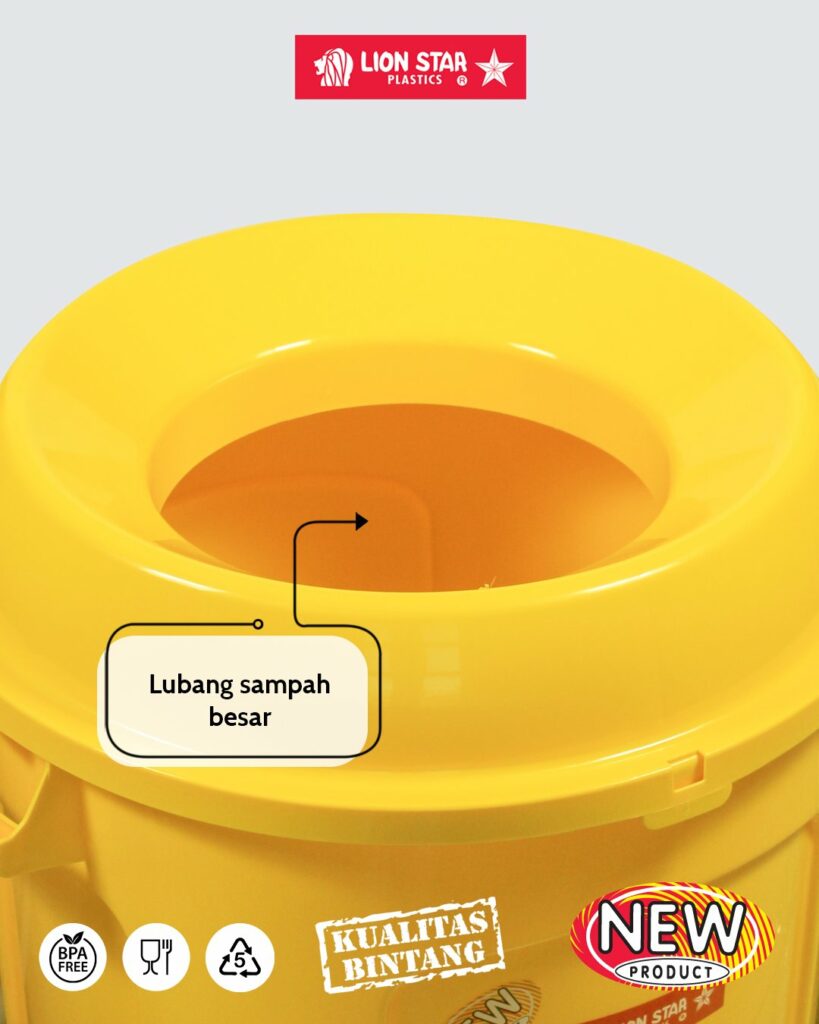 TEMPAT SAMPAH PLASTIK BESAR 150 LITER LION STAR ROCKY DUSTBIN C-82, Minimal Order 3 Set (1 Pack): Solusi Tempat Sampah Besar, Kuat & Higienis untuk Berbagai Kebutuhan