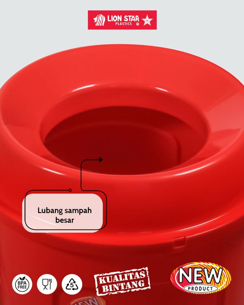 TEMPAT SAMPAH PLASTIK BESAR 150 LITER LION STAR ROCKY DUSTBIN C-82, Minimal Order 3 Set (1 Pack): Solusi Tempat Sampah Besar, Kuat & Higienis untuk Berbagai Kebutuhan