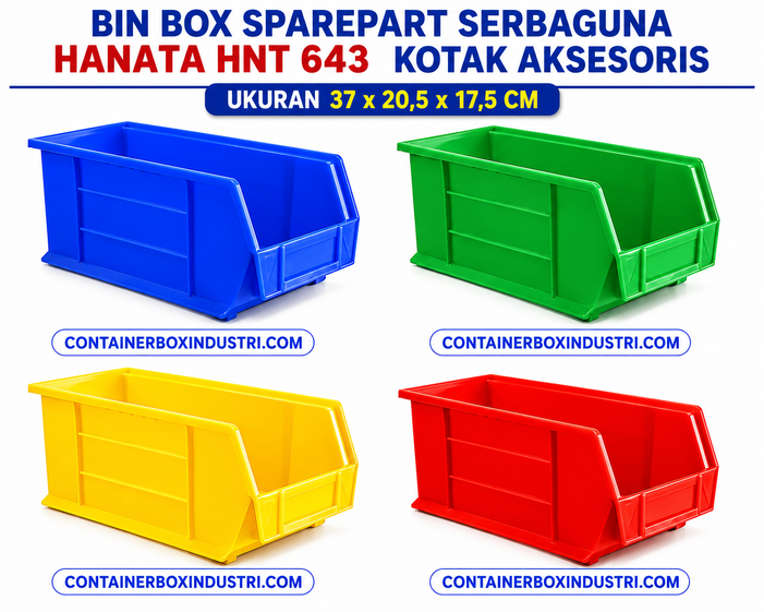 BIN BOX SPAREPART BESAR SERBAGUNA HANATA HNT 643 KOTAK AKSESORIS UKURAN 37x20,5x17,5 CM | RAJA PLASTIK GROSIR