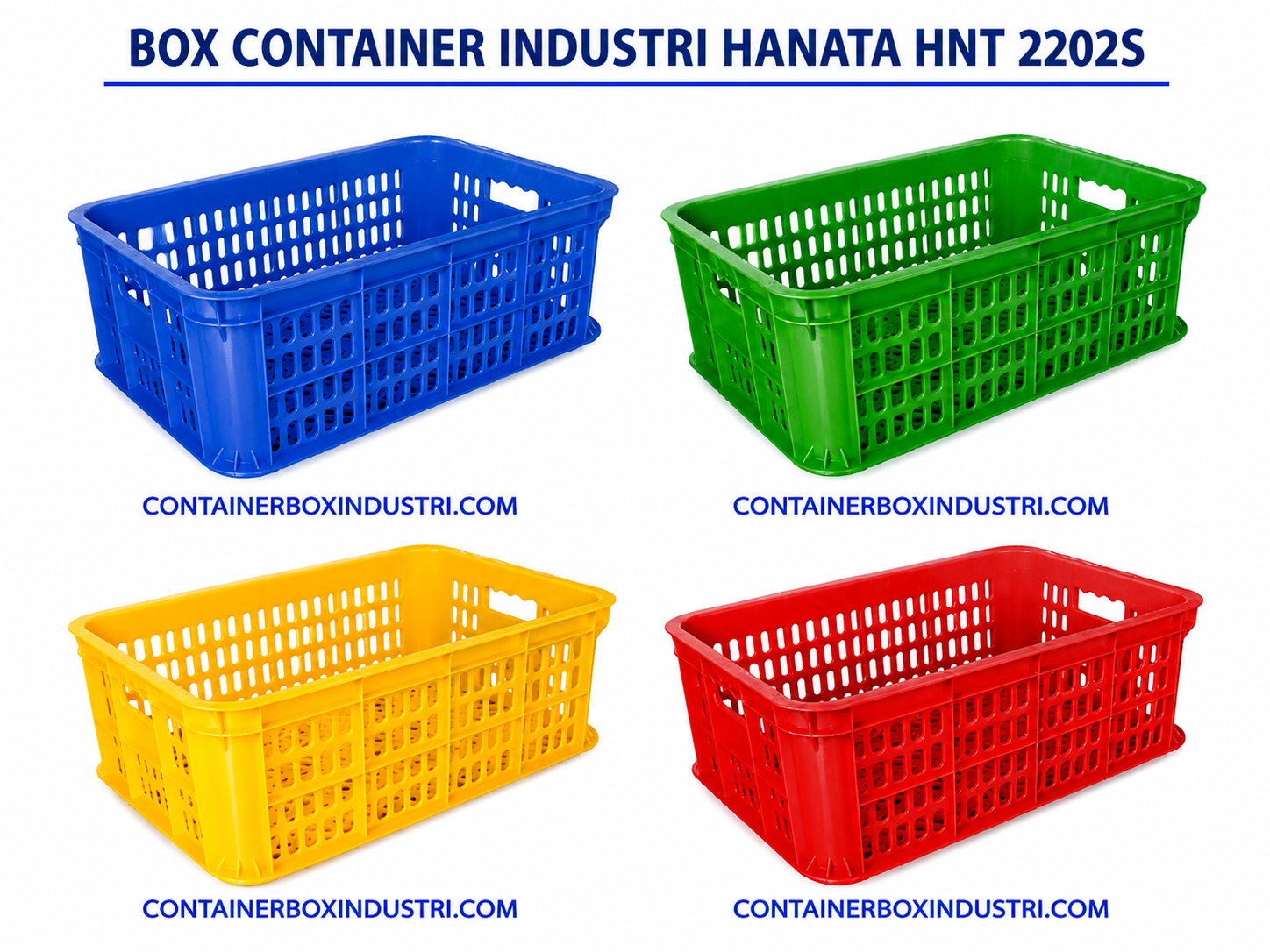 BOX CONTAINER INDUSTRI PLASTIK BERLUBANG HANATA HNT 2202S (SMALL) UKURAN 52x37x19 CM | RAJA PLASTIK GROSIR