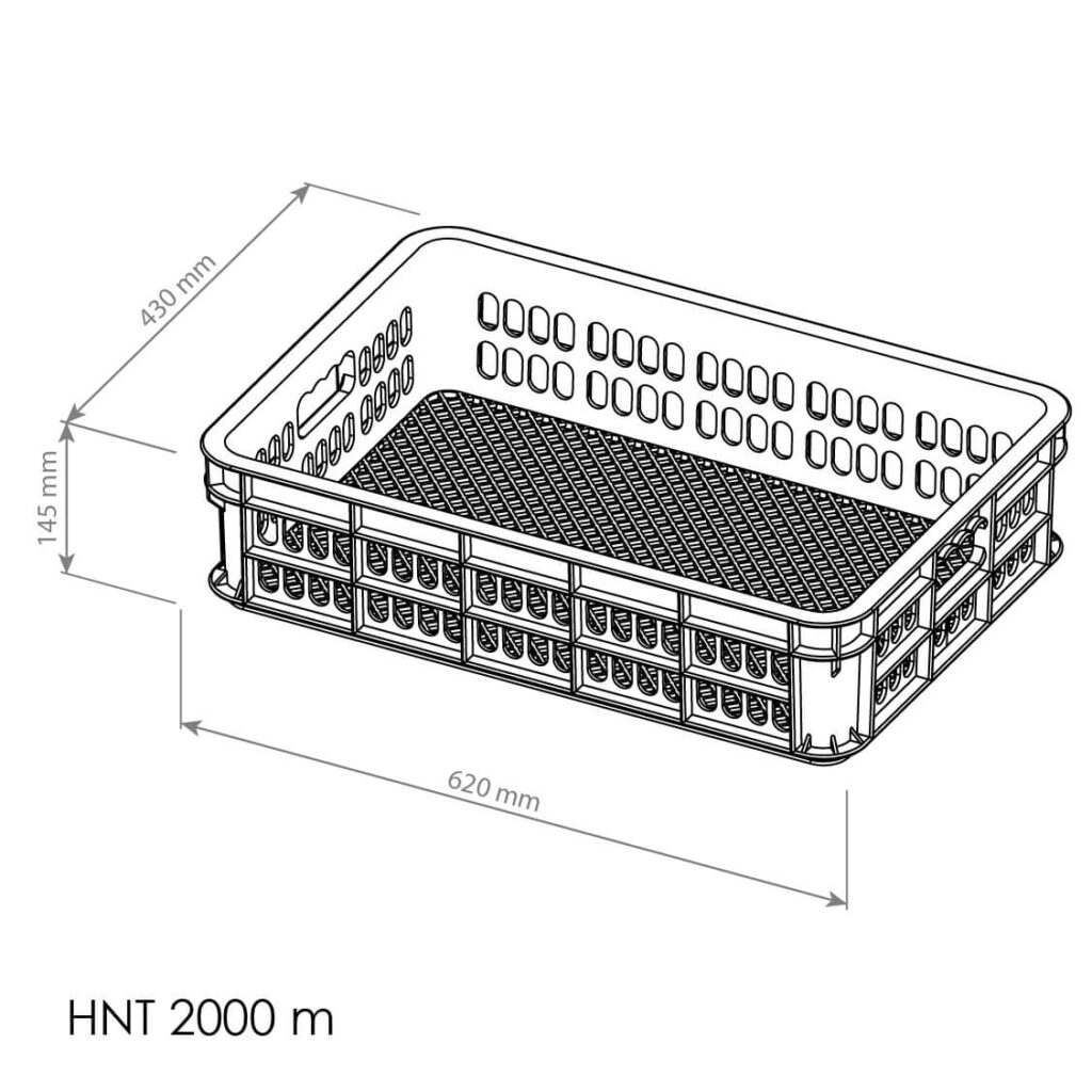 BOX CONTAINER INDUSTRI PLASTIK BERLUBANG HANATA 2000M (MEDIUM) 62x43x14,5 CM | RAJA PLASTIK GROSIR