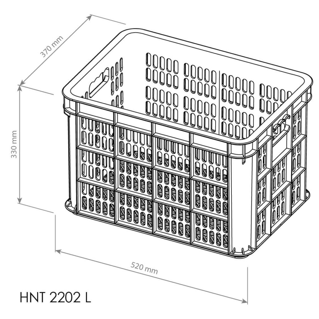 BOX CONTAINER INDUSTRI PLASTIK BERLUBANG HANATA HNT 2202L (LARGE) UKURAN 52x37x33 CM | RAJA PLASTIK GROSIR
