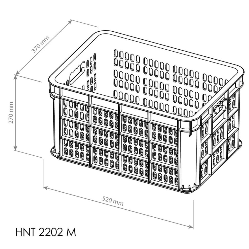 BOX CONTAINER INDUSTRI PLASTIK BERLUBANG HANATA HNT 2202M (MEDIUM) UKURAN 52x37x27 CM | RAJA PLASTIK GROSIR