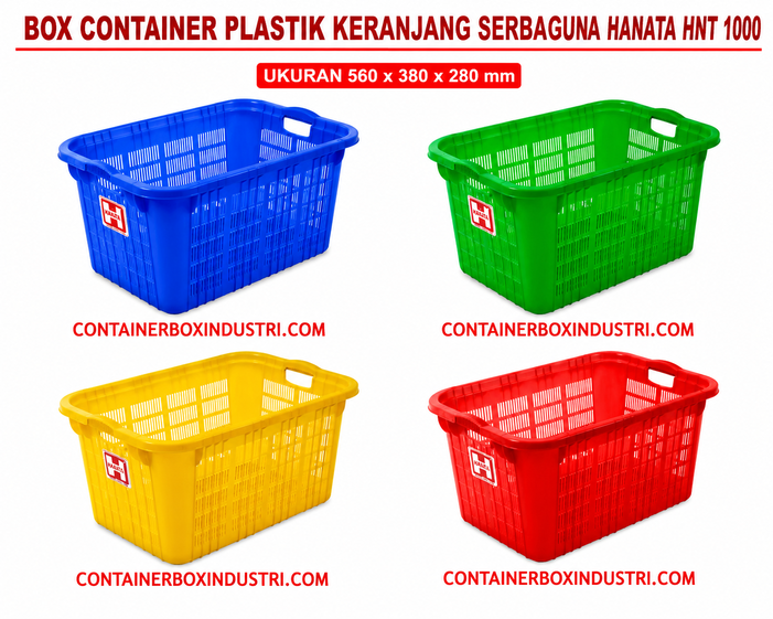 BOX CONTAINER PLASTIK KERANJANG SERBAGUNA HANATA HNT 1000 | RAJA PLASTIK GROSIR