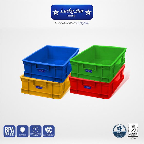 BOX KONTAINER PLASTIK INDUSTRI LUCKY STAR TIPE 8856 UKURAN 44 x 30 x 11,2 CM