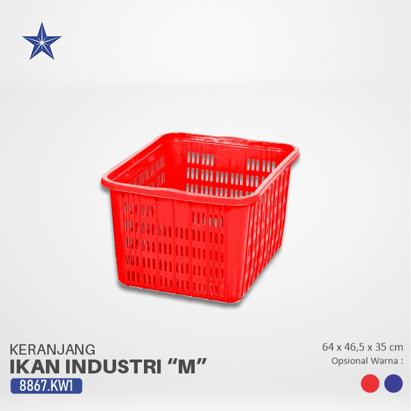 KERANJANG IKAN PLASTIK KRAT INDUSTRI LUCKY STAR M 8867.KW1 UKURAN 64x46,5x35 CM