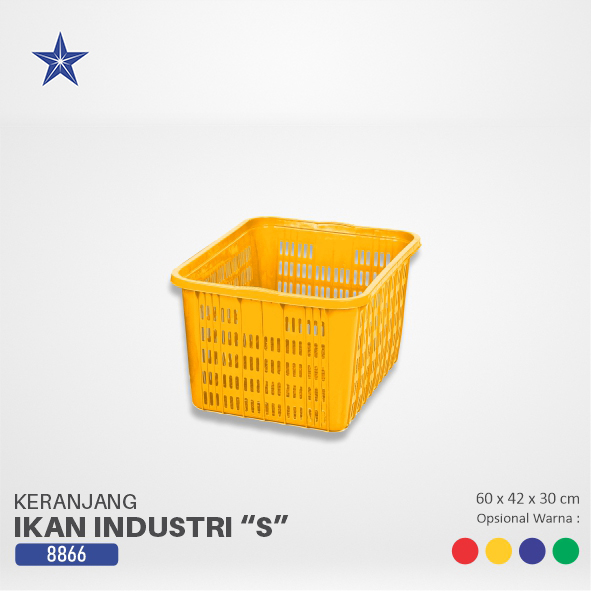 KERANJANG IKAN PLASTIK KRAT INDUSTRI LUCKY STAR S 8866 UKURAN 60x42x30 CM