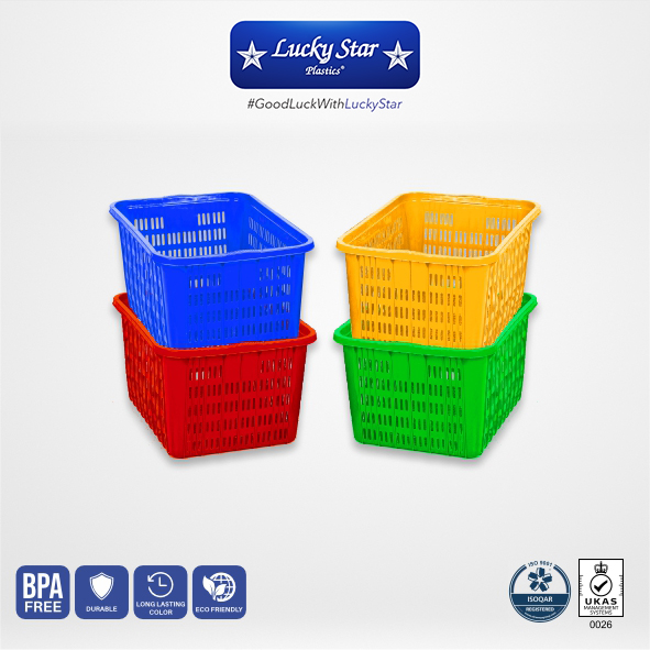 KERANJANG IKAN PLASTIK KRAT INDUSTRI LUCKY STAR S 8866 UKURAN 60x42x30 CM