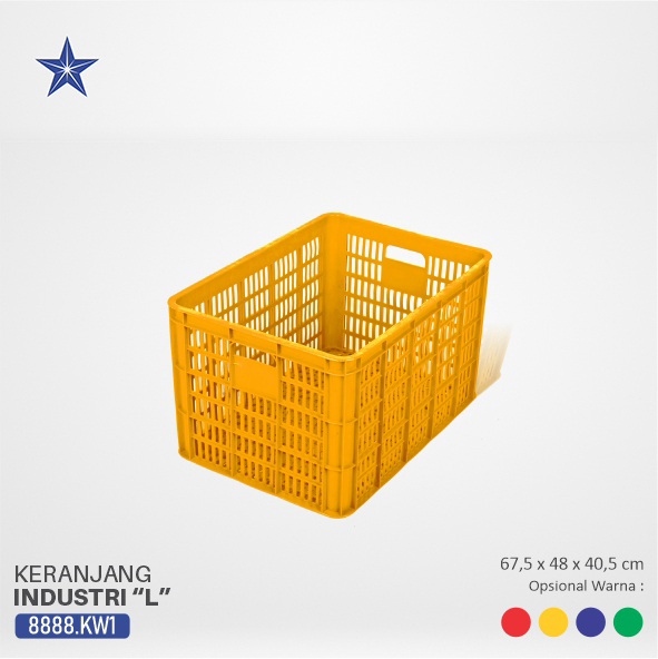 KERANJANG INDUSTRI BESAR PLASTIK LUCKY STAR TIPE 8888.KW1 UKURAN 67,5x48x40,5 CM | RAJA PLASTIK GROSIR