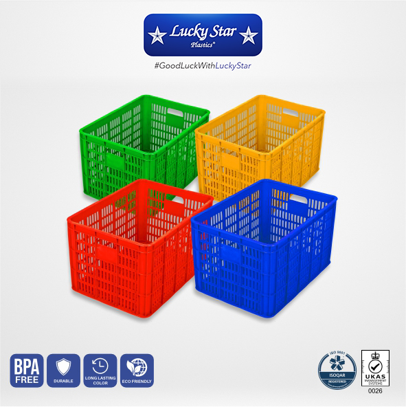 KERANJANG INDUSTRI BESAR PLASTIK LUCKY STAR TIPE 8888.KW1 UKURAN 67,5x48x40,5 CM | RAJA PLASTIK GROSIR
