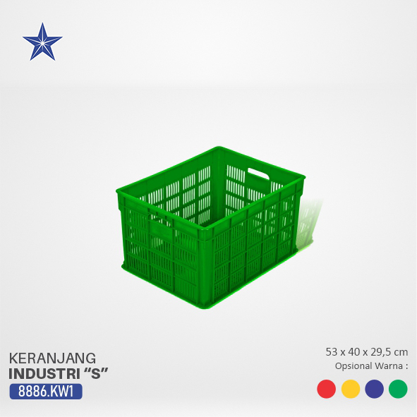 KERANJANG INDUSTRI PLASTIK SERBAGUNA LUCKY STAR TIPE 8886.KW1 UKURAN 53x40x29,5 CM