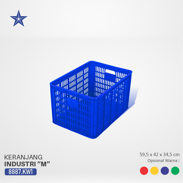 KERANJANG INDUSTRI SEDANG PLASTIK LUCKY STAR TIPE 8887.KW1 UKURAN 59,5x42x34,5 CM