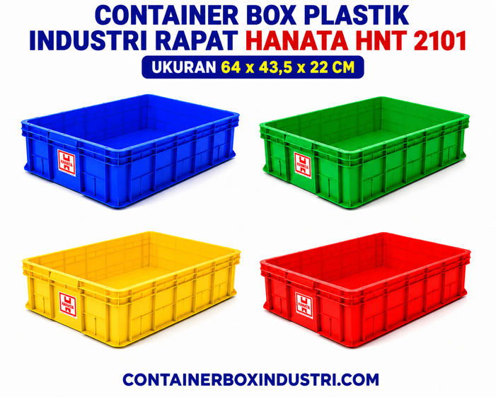 CONTAINER BOX PLASTIK INDUSTRI RAPAT HANATA HNT 2101 UKURAN 64x43,5x22 CM: Solusi Penyimpanan Efisien untuk Berbagai Kebutuhan Industri