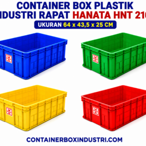 CONTAINER BOX PLASTIK INDUSTRI RAPAT HANATA HNT 2102 UKURAN 64x43,5x25 CM: Solusi Penyimpanan Industri yang Kuat, Higienis dan Berkapasitas Besar