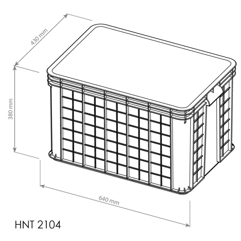 CONTAINER BOX PLASTIK BESAR INDUSTRI RAPAT HANATA HNT 2104 UKURAN 64x43x38 CM: Solusi Penyimpanan dan Distribusi Barang Industri yang Kuat, Higienis, dan Tahan Lama