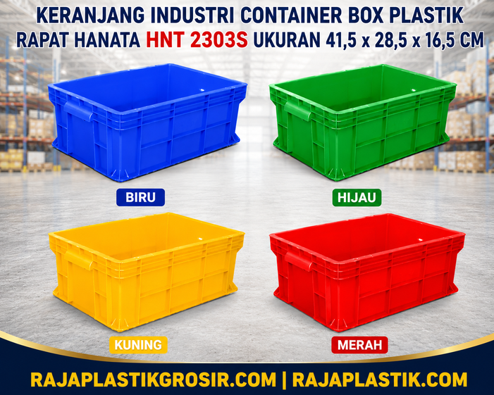 KERANJANG INDUSTRI CONTAINER BOX PLASTIK RAPAT HANATA HNT 2303S UKURAN 41,5 x 28,5 x 16,5 CM: Solusi Penyimpanan Profesional untuk Berbagai Kebutuhan Industri