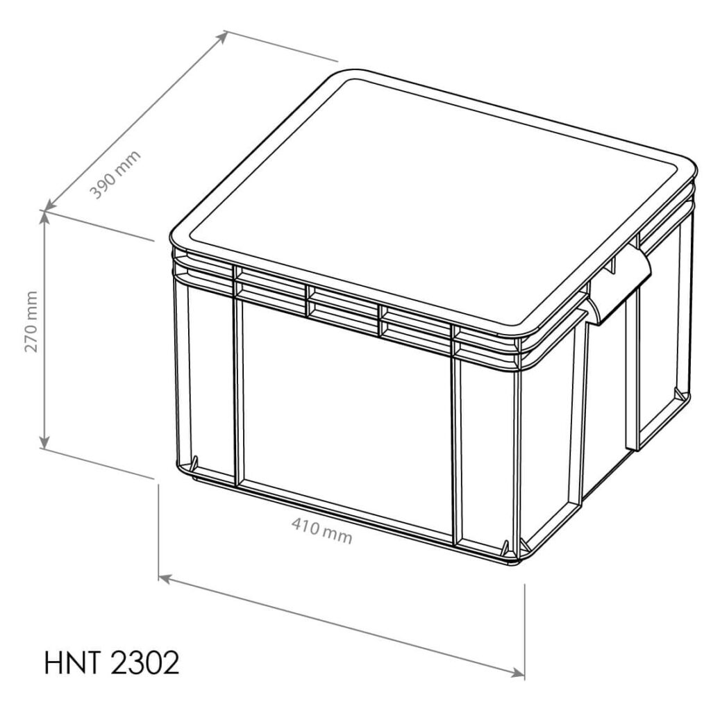 KERANJANG INDUSTRI CONTAINER BOX PLASTIK RAPAT HANATA HNT 2302 UKURAN 41x39x27,5 CM: Solusi Penyimpanan Industri yang Kuat, Higienis, dan Multifungsi