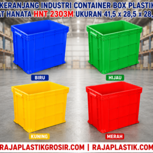 KERANJANG INDUSTRI CONTAINER BOX PLASTIK RAPAT HANATA HNT 2303M UKURAN 41,5 x 28,5 x 28,5 CM: Solusi Penyimpanan Industri yang Kuat, Higienis, dan Serbaguna