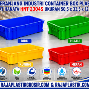 KERANJANG INDUSTRI CONTAINER BOX PLASTIK RAPAT HANATA HNT 2304S UKURAN 50,5 x 33,5 x 12,5 CM: Solusi Penyimpanan Industri Praktis, Kokoh, dan Serbaguna untuk Berbagai Kebutuhan