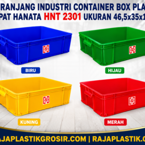 KERANJANG INDUSTRI CONTAINER BOX PLASTIK RAPAT HANATA HNT 2301 UKURAN 46,5x35x14 CM: Solusi Penyimpanan Efisien untuk Berbagai Kebutuhan Industri Modern