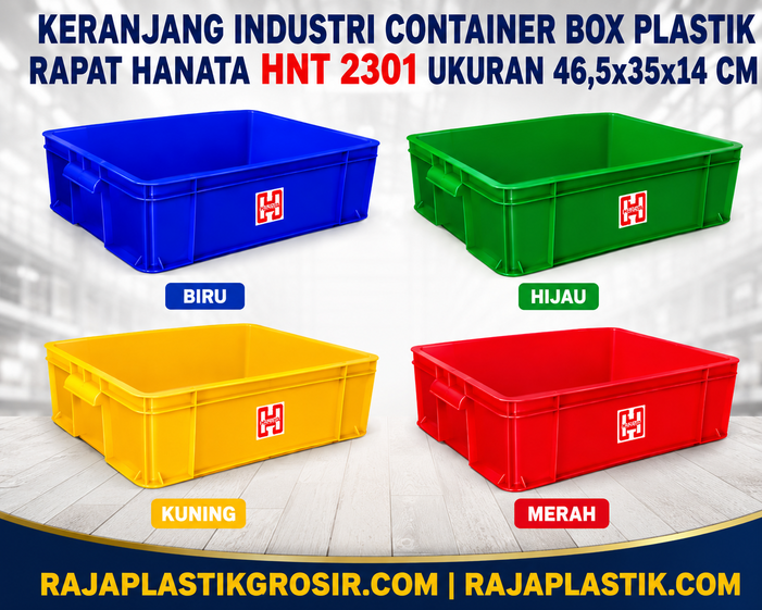 KERANJANG INDUSTRI CONTAINER BOX PLASTIK RAPAT HANATA HNT 2301 UKURAN 46,5x35x14 CM: Solusi Penyimpanan Efisien untuk Berbagai Kebutuhan Industri Modern