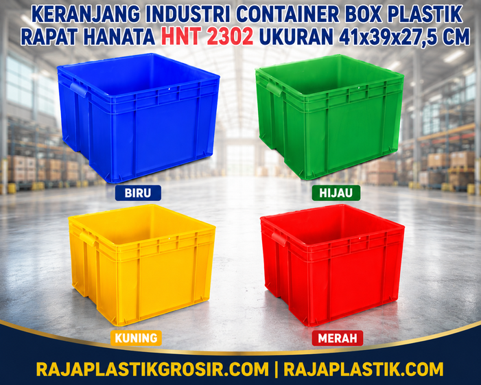 KERANJANG INDUSTRI CONTAINER BOX PLASTIK RAPAT HANATA HNT 2302 UKURAN 41x39x27,5 CM: Solusi Penyimpanan Industri yang Kuat, Higienis, dan Multifungsi
