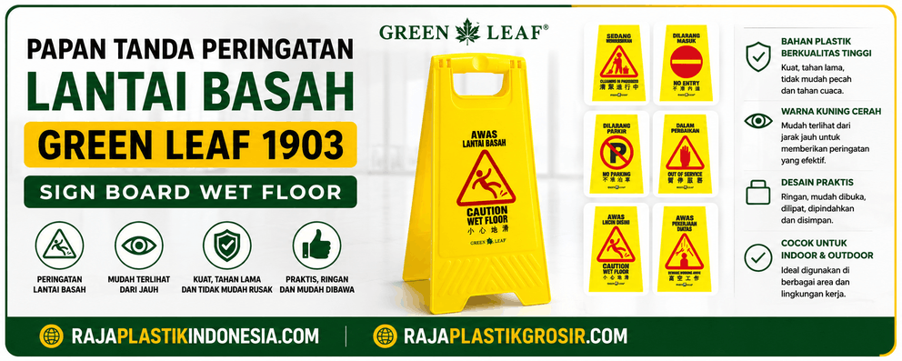 PAPAN TANDA PERINGATAN LANTAI BASAH GREEN LEAF 1903 SIGN BOARD WET FLOOR