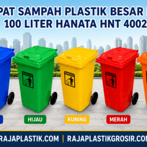 TEMPAT SAMPAH PLASTIK BESAR RODA 100 LITER HANATA HNT 4002 – Solusi Pengelolaan Sampah Outdoor yang Praktis, Kuat dan Tahan Lama