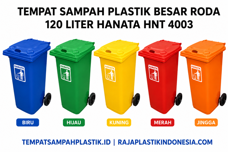 TEMPAT SAMPAH PLASTIK BESAR RODA 120 LITER HANATA HNT 4003: Solusi Praktis dan Tahan Lama untuk Pengelolaan Sampah Outdoor Modern