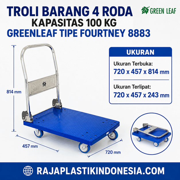 TROLI BARANG 4 RODA KAPASITAS 100 KG GREENLEAF TIPE FOURTNEY 8883 | RAJA PLASTIK GROSIR