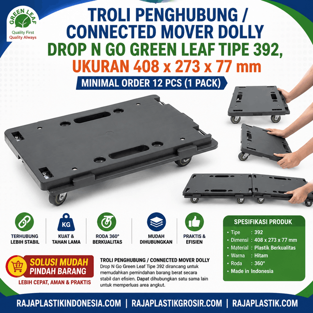 TROLI PENGHUBUNG / CONNECTED MOVER DOLLY DROP N GO GREEN LEAF 392 – Solusi Praktis untuk Memindahkan Barang dengan Cepat, Stabil, dan Efisien