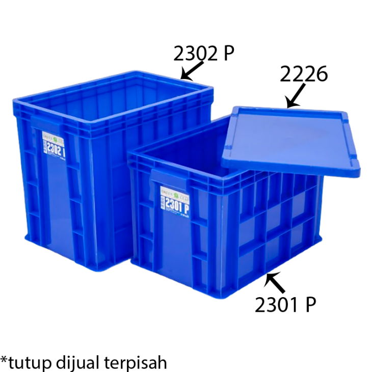 INDUSTRIAL CONTAINER BOX KERANJANG PLASTIK GREEN LEAF 2301 P UKURAN 435 x 283 x 287 mm