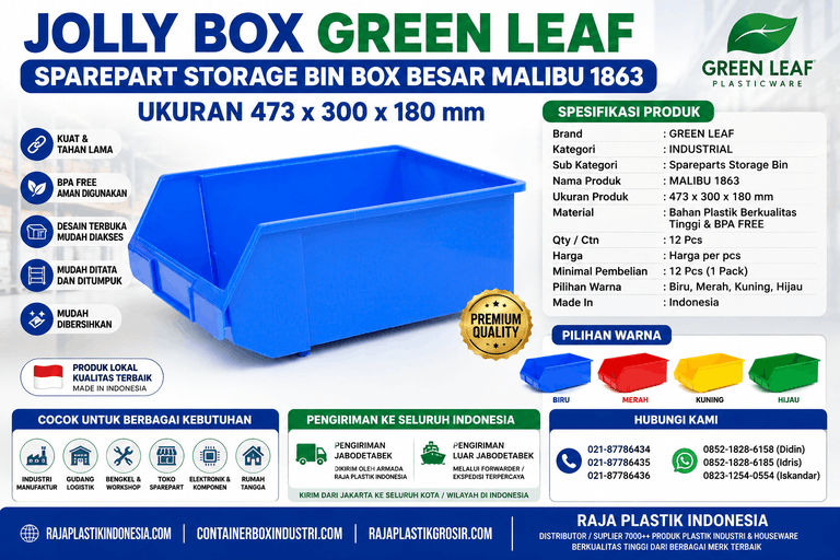 JOLLY BOX GREEN LEAF SPAREPART STORAGE BIN BOX BESAR MALIBU 1863