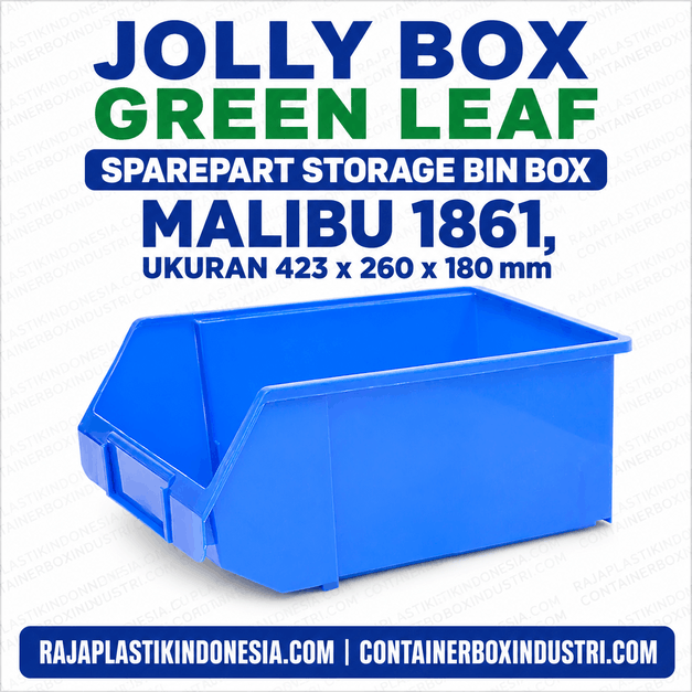 JOLLY BOX GREEN LEAF SPAREPART STORAGE BIN BOX MALIBU 1861 UKURAN 423 x 260 x 180 mm | RAJA PLASTIK GROSIR