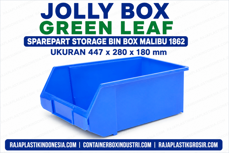 JOLLY BOX GREEN LEAF SPAREPART STORAGE BIN BOX MALIBU 1862 UKURAN 447 x 280 x 180 mm | RAJA PLASTIK GROSIR