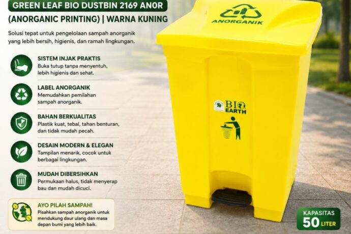 TEMPAT SAMPAH INJAK PLASTIK 50 LITER GL BIO DUSTBIN 2169 ANOR (ANORGANIC PRINTING)