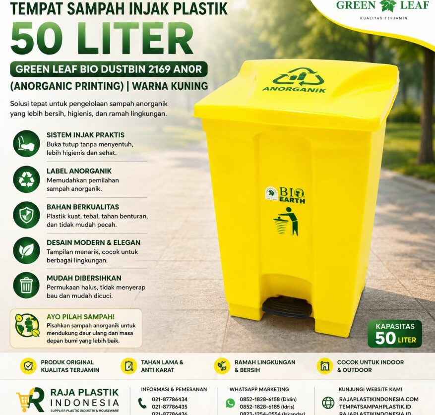 TEMPAT SAMPAH INJAK PLASTIK 50 LITER GL BIO DUSTBIN 2169 ANOR (ANORGANIC PRINTING)