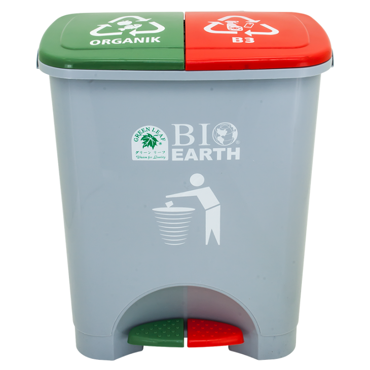 TEMPAT SAMPAH ORGANIK & HAZARDOUS / TOXIC 2×22 LITER GREEN LEAF TIPE 2144 OR-B3: Solusi Tempat Sampah Dual Kompartemen untuk Sampah Organik & Limbah B3 yang Lebih Aman, Higienis, dan Profesional