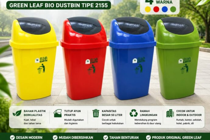 TEMPAT SAMPAH PLASTIK 50 LITER GREEN LEAF BIO DUSTBIN 2155