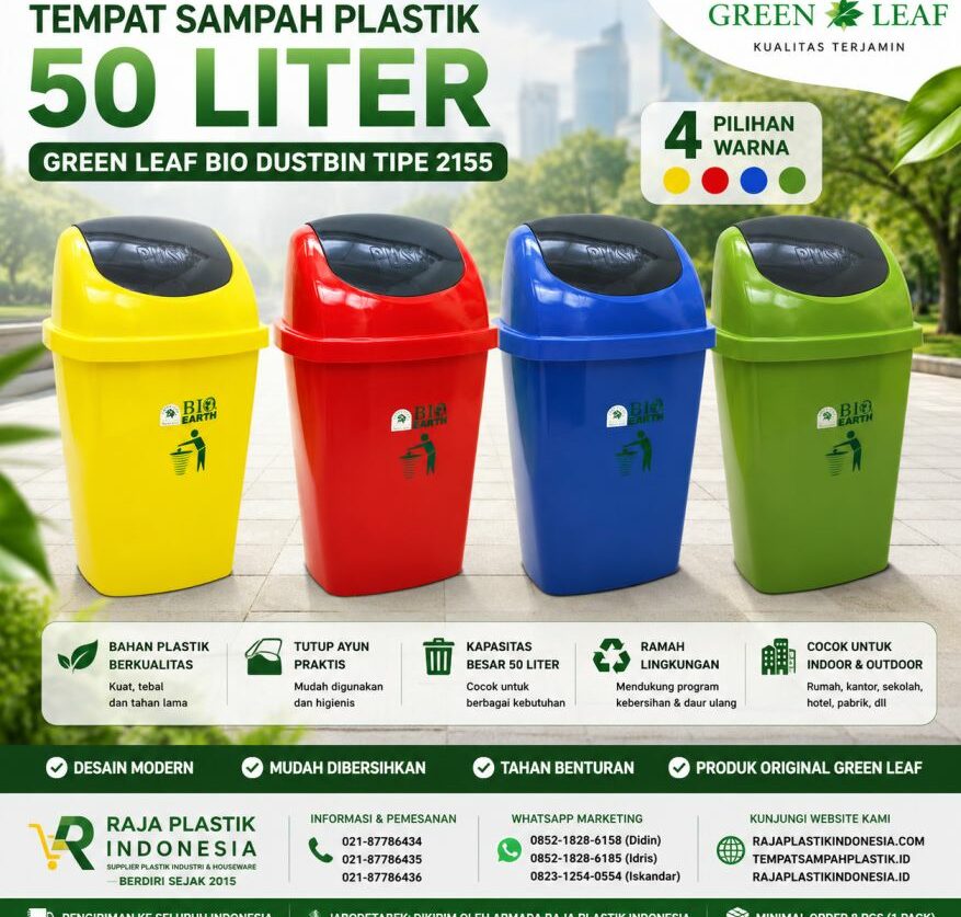 TEMPAT SAMPAH PLASTIK 50 LITER GREEN LEAF BIO DUSTBIN 2155
