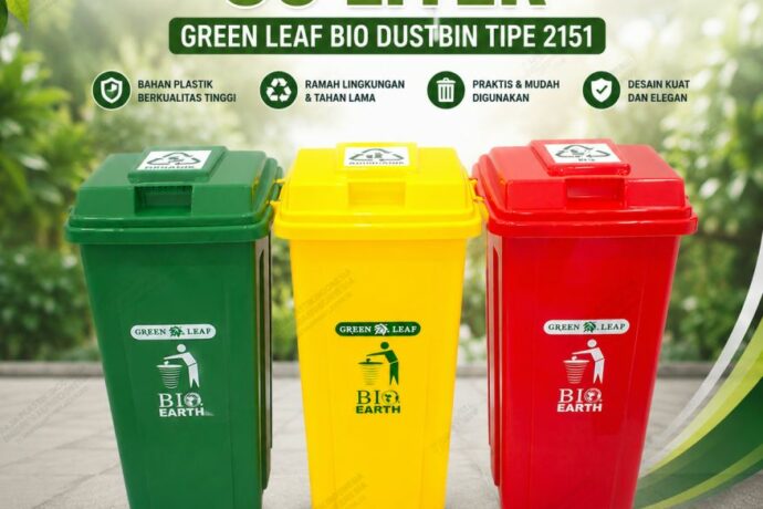 TEMPAT SAMPAH PLASTIK 50 LITER GREEN LEAF BIO DUSTBIN TIPE 2151