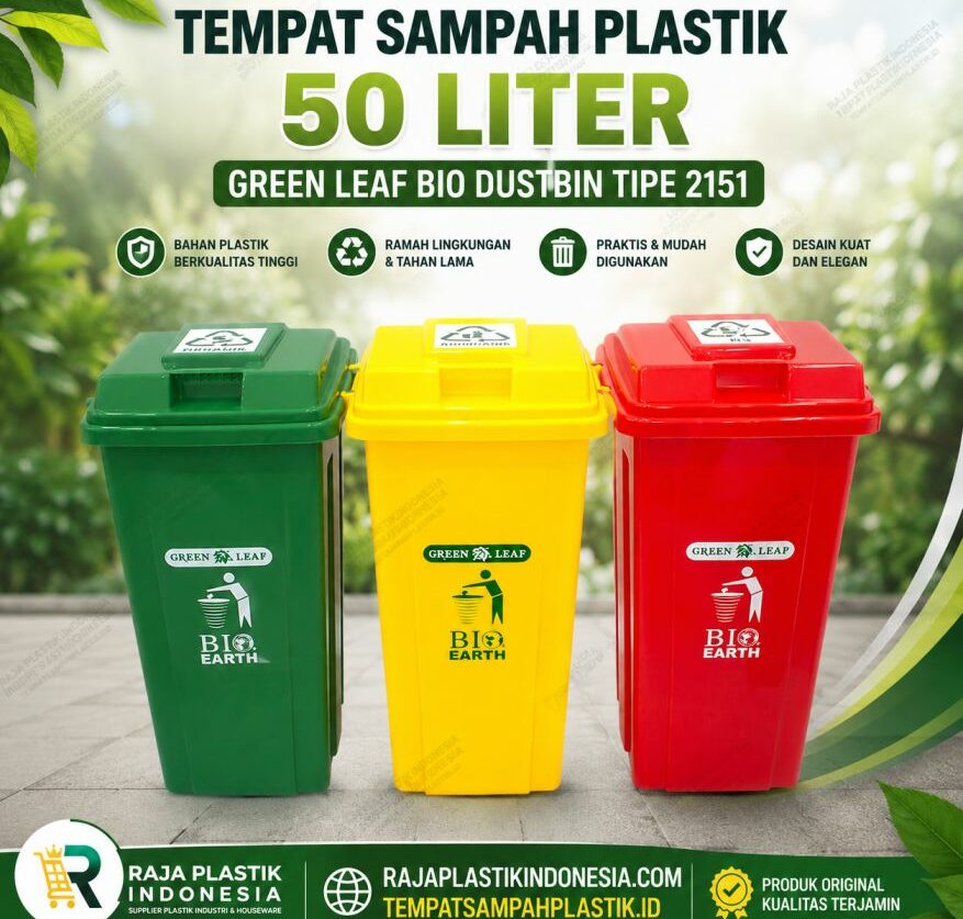 TEMPAT SAMPAH PLASTIK 50 LITER GREEN LEAF BIO DUSTBIN TIPE 2151