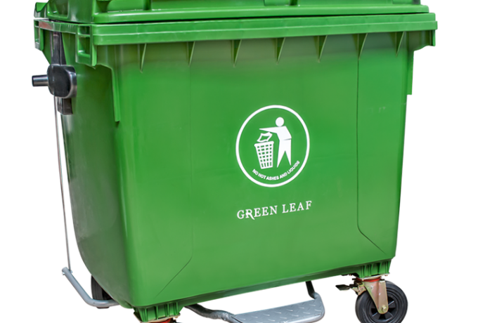 TEMPAT SAMPAH PLASTIK RODA SUPER BESAR 1100 LITER GREEN LEAF BIO DUSTBIN TIPE 2307 DP: Tempat Sampah Industri Kapasitas 1100 Liter yang Kuat, Higienis, dan Siap Digunakan untuk Kebutuhan Skala Besar
